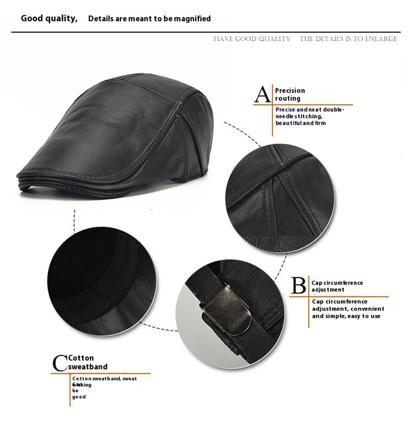 Collrown-Berets-Mens-Flat-Caps-Genuine-Leather-Duck-Tongue-Cap-Classic-Adjustable-Casual-Driving-Cab-2027011