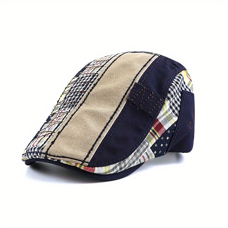 Collrown-British-Style-Mens-Beret-Cap-with-Stitching-Plaid-Pattern-Vintage-Peaked-Cap-for-Autumn-Win-2025095
